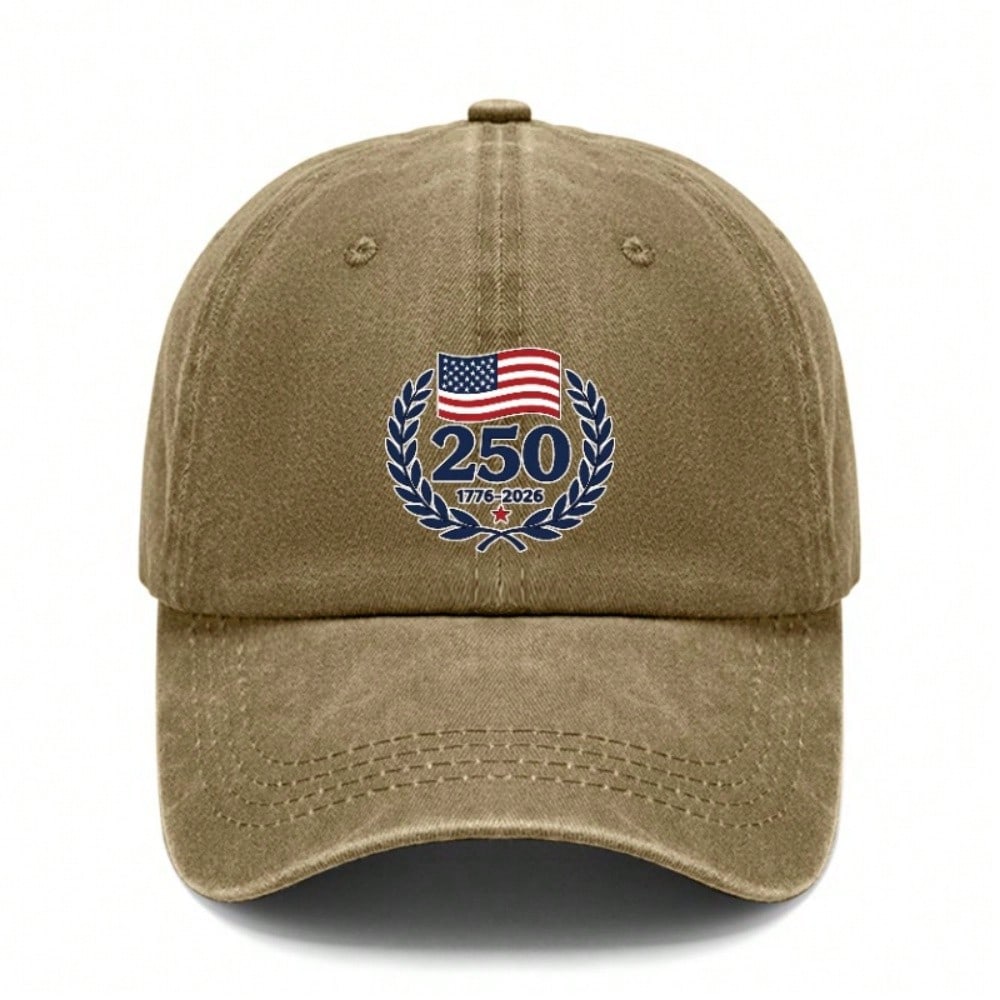 [Patriotic Baseball Cap] 250Th Anniversary USA Flag Print Adjustable Vintage Washed Hat Unisex Commemorative Outdoor Sports Cap For July 4Th Memorial