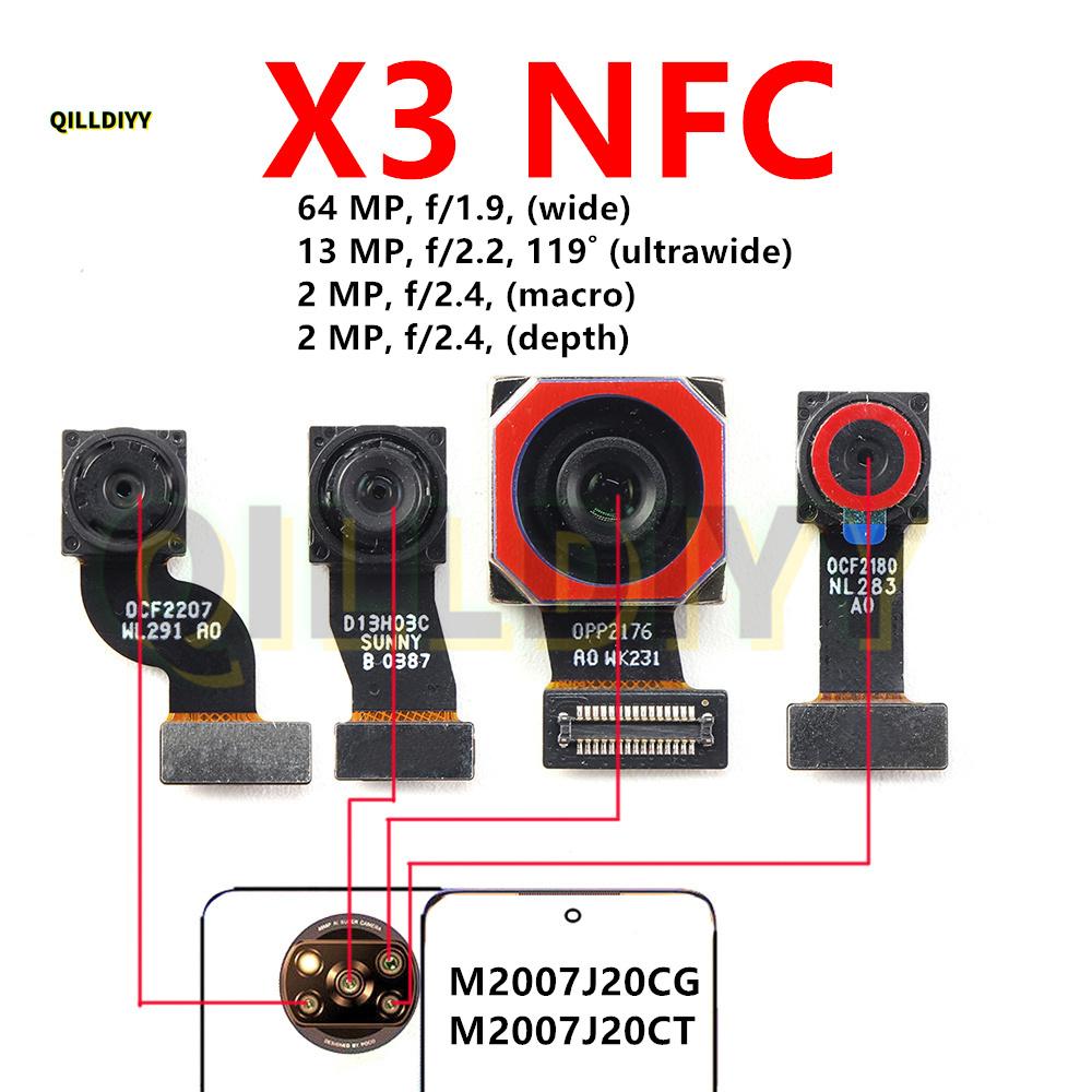 Rear Front Camera For Xiaomi Poco X3 Pro GT NFC Facing Frontal View Selfie Backside Flex Small Back Camera Module Parts