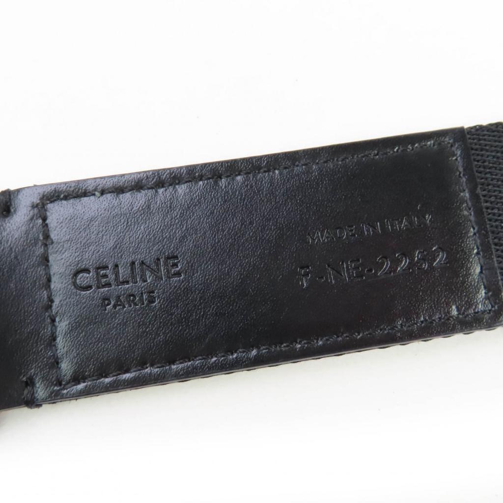 Vynikající CELINE pásek Logo design střední dvojitý kroužek v kůži černý Dámský 45AVS2AG6 Použitý