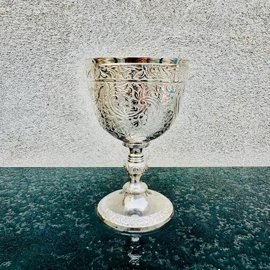 Brass Chalice Engraved Gold Plated Wine Goblet Handmade Brass Cup 200ml