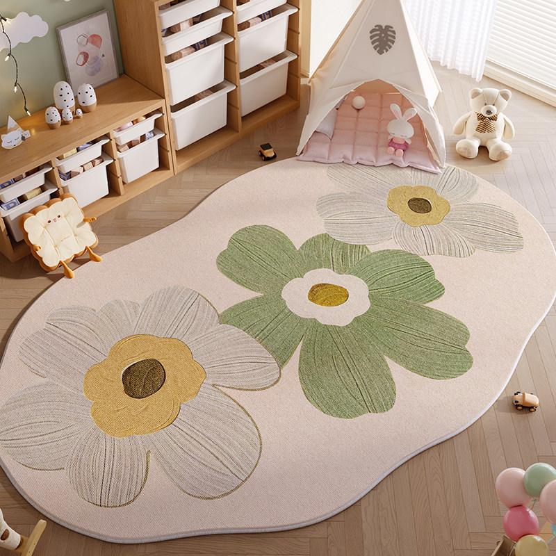 Bow Pattern Rugs for Bedroom Thick Plush Study Floor Mat Irregular Shape Living Room Decoration Carpet Fluffy Soft Cloakroom Rug