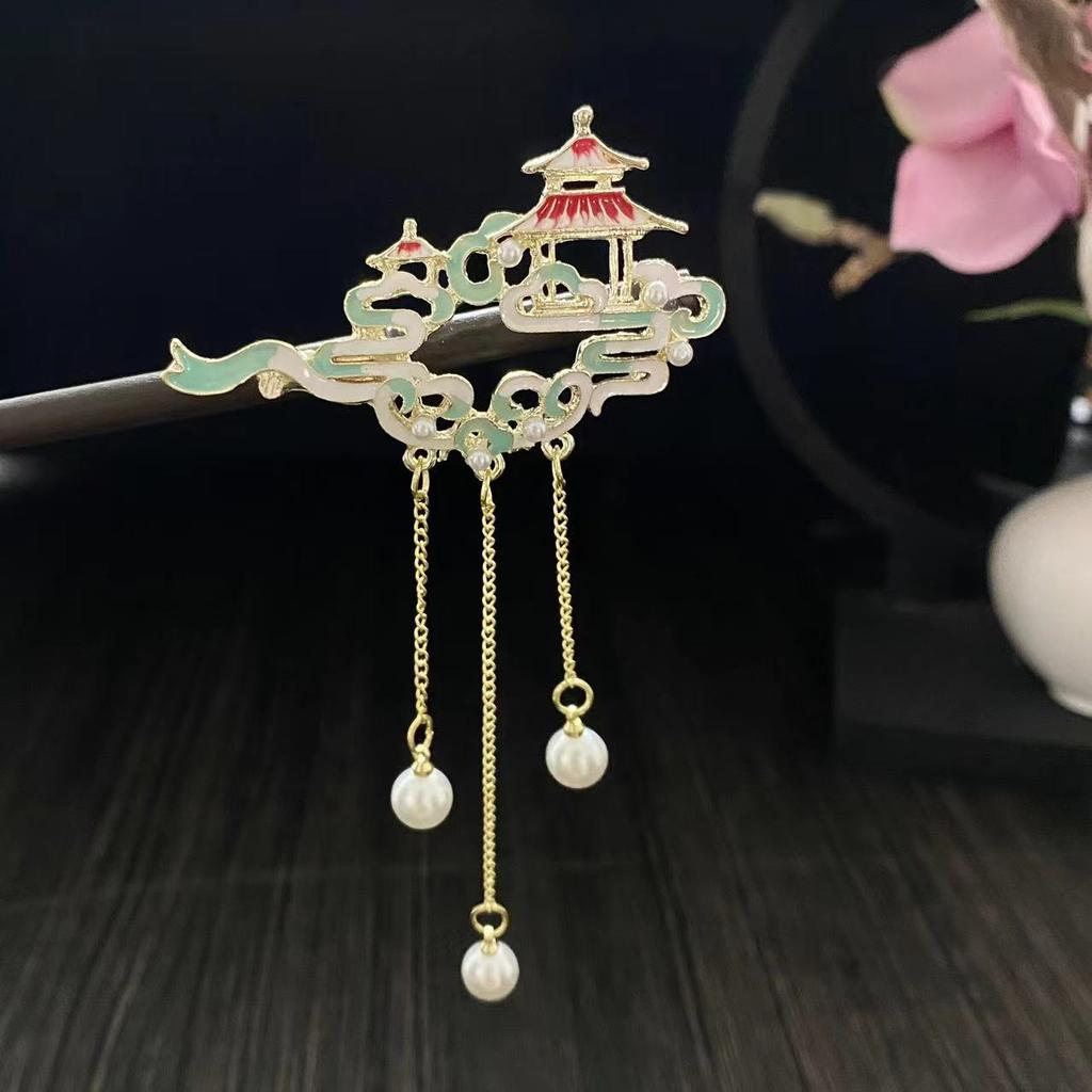 Light Luxury Ancient Style Hairpin Vintage Elegant Chinese Hair Stick For Women Handmade Exquisite Flower Tassel Hairpins