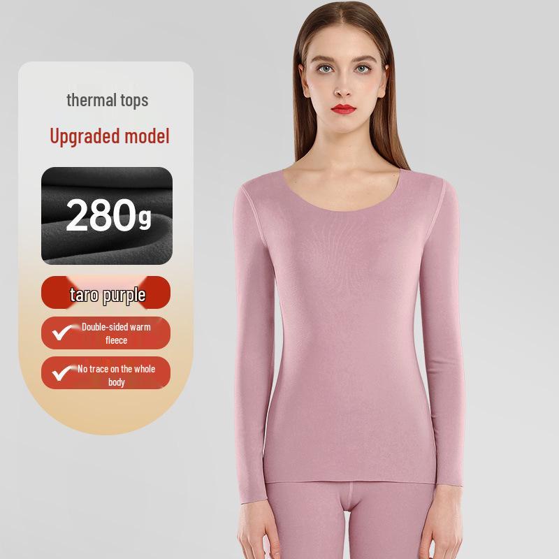 Velvet Women's Seamless Thermal Fleece-Lined Underwear Set for Autumn Winter