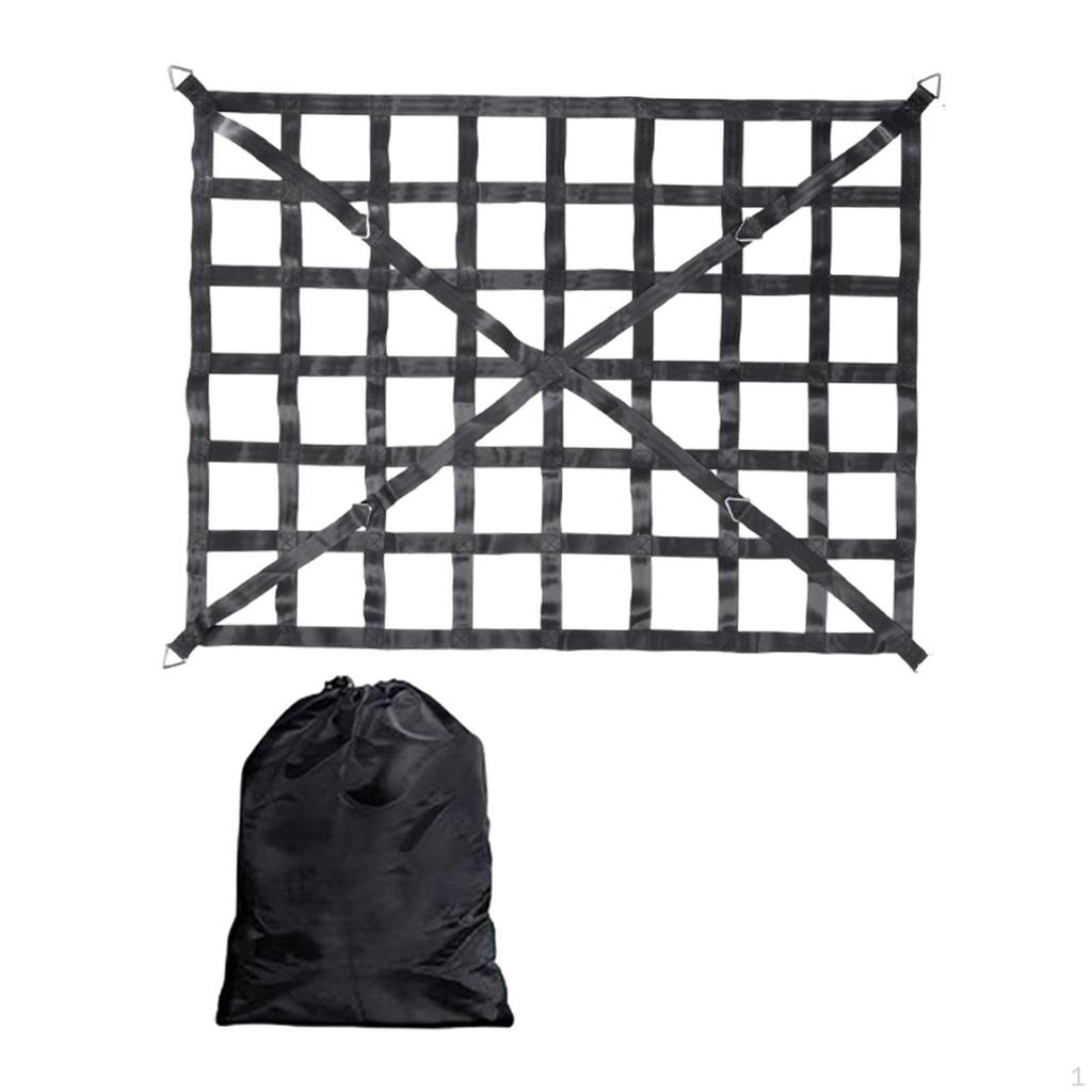 Cargo Net for Pickup Truck Bed Mesh Organizer 4 Hook Ropes Compatible Buckles Black