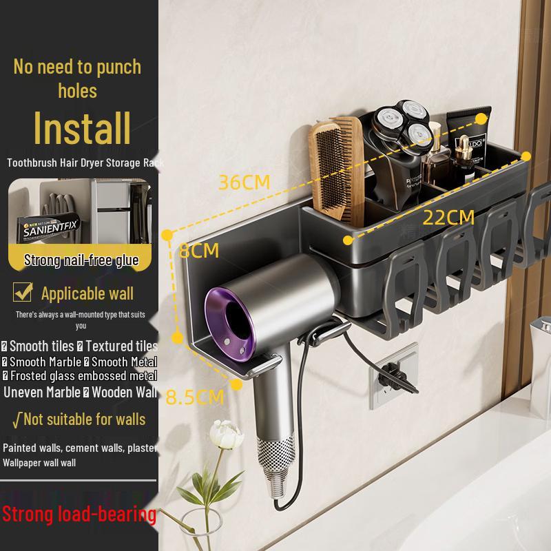 

Gunmetal 4-Person Suction Cup Toothbrush Holder