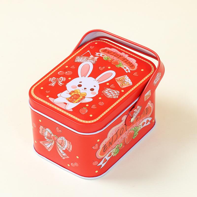 Tinplate Candy Metal Box Kids Gifts Small Tin Box Cookie Box Portable Rabbit Gift Box For Birthday Wedding Party Decoration
