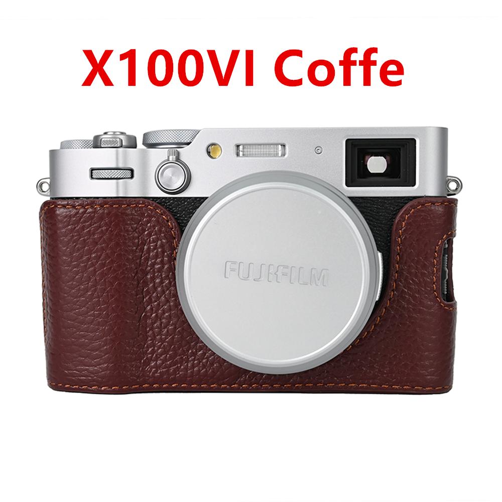 Halbkörperhülle aus echtem Leder für Fujifilm XE5 XT50 X100VI XHalf Fuji X-E5 X-T50 X-Half x100vi Untere Abdeckung mit Batterieöffnung
