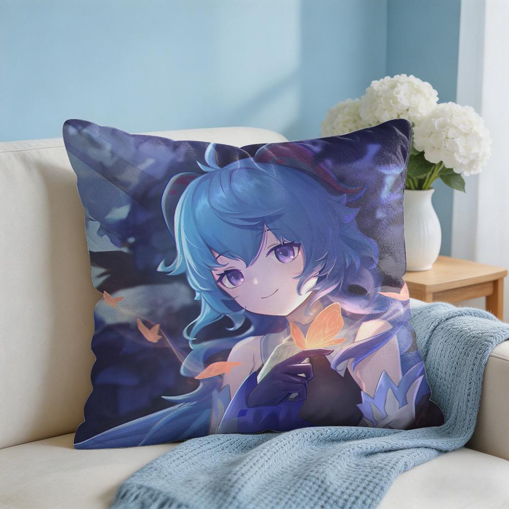 Ganyu Genshin Impact Cushion Cover Square Pillow Bedroom Sofa Leisure Comfort Living Room Home Decoration X