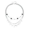 Three Layer Stackable Star Shaped Sequins Necklace Alloy Material Retro Dark Design Clavicle Chain for Daily Wear