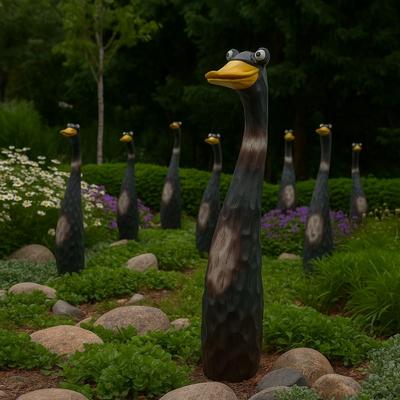 Resin Crafts Screaming Chicken Statues Weatherproof Hand-Painted Duck Goose Ornaments Funny Chicken Figurine Lawn Decoration