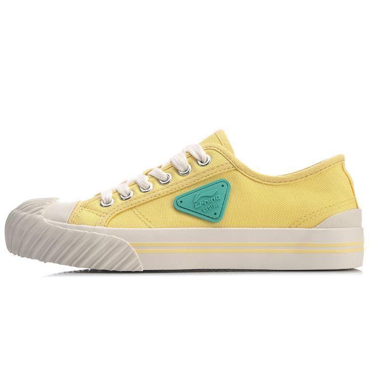 

Li Ning Cookie Canvas Повседневные универсальные нескользящие износостойкие легкие низкие кроссовки для скейтбординга женские кроссовки желтые белые AGCQ256-3
