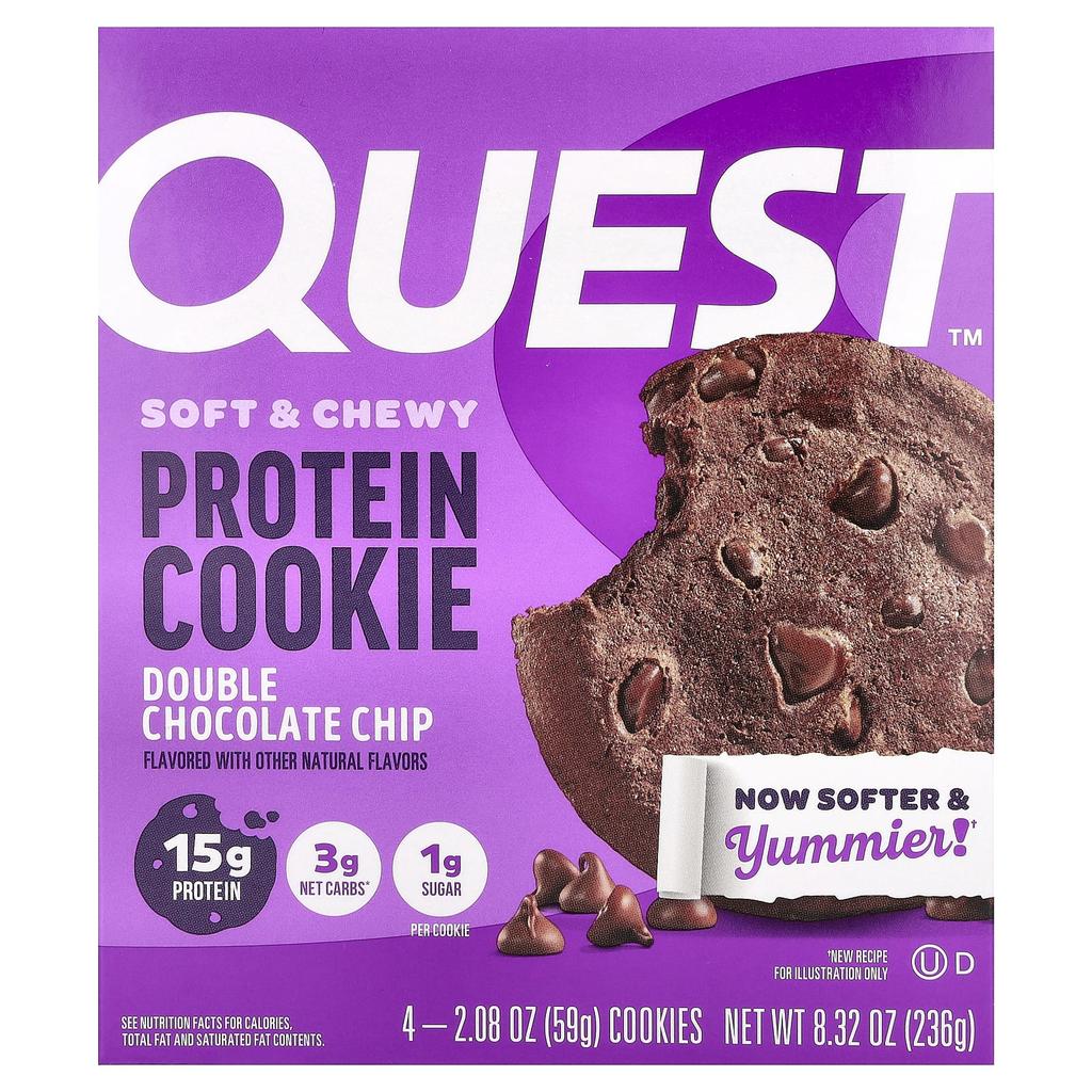 Protein Cookies, Double Chocolate Chip, 4 Pack, 59G (2.08Oz) Each