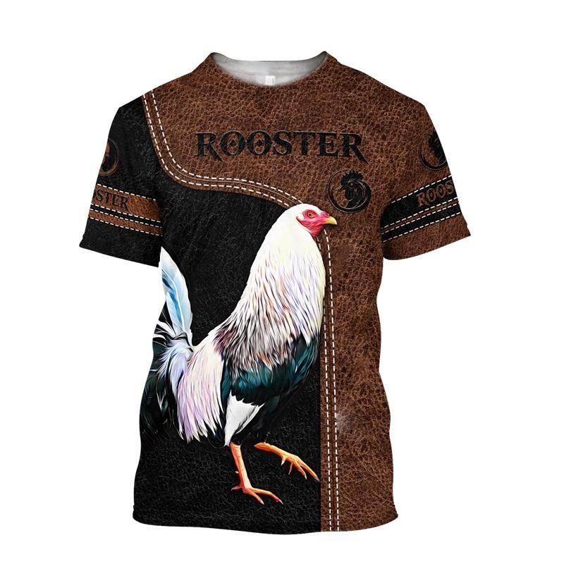 Men's T-shirt with male and female rooster pattern 3D printed T-shirt