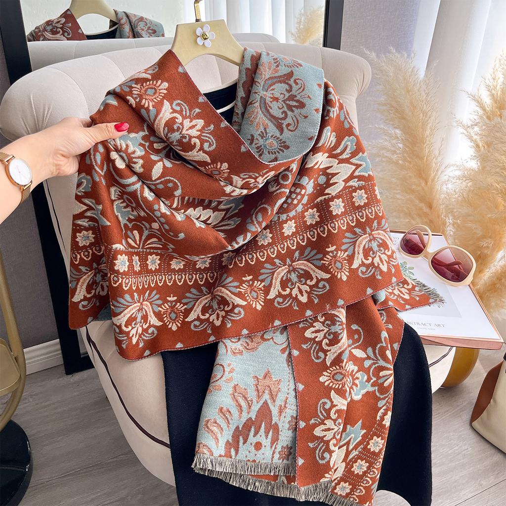 Winter Imitation Cashmere Scarf Women Design Outdoor Warm Pashmina Blanket Scarves Female Shawl Wraps Thick Foulard Bufanda