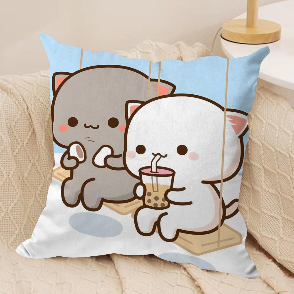 Sweet Cute PPeach Gomas Cushion Cover Silky Short Plush Invisible Zipper Dustproof Sofa Pillow Case For Home Decor