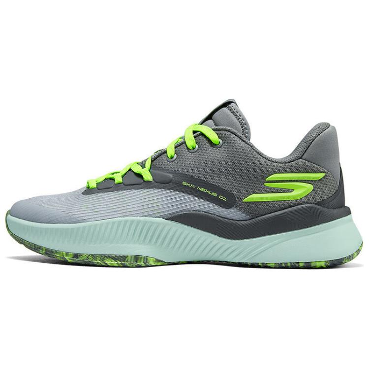 Skechers Fashionable Comfortable Lightweight Durable Low-Top Basketball Shoes Men sneaker Gray Green 253015-CCGR 42