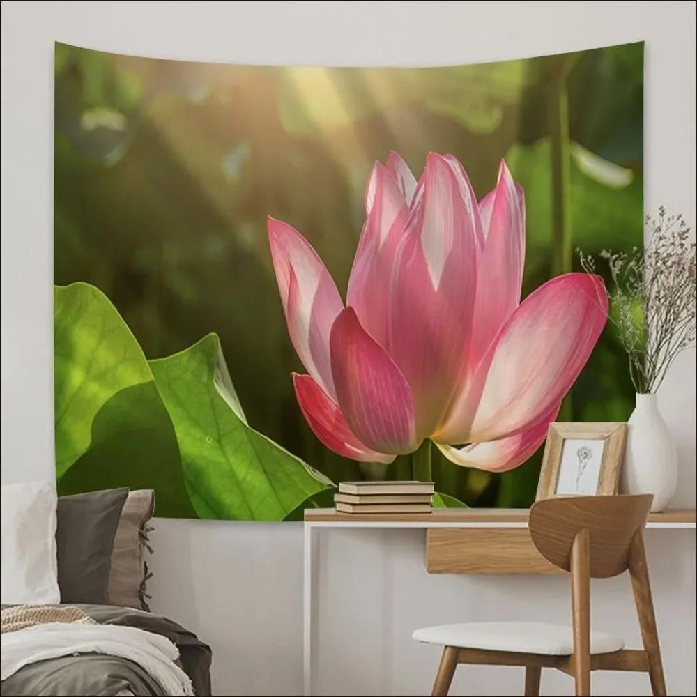 Китайский узор лотоса Гобелен для украшения стен дома Гобелен для офиса Гостиная Гобелен — фото 7