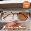 Trendy Finished Photochromic Glasses Ladies Vintage Anti-blue Myopia Eyewear Fashion Short Sighted Eyeglasses Outdoor Sunglasses