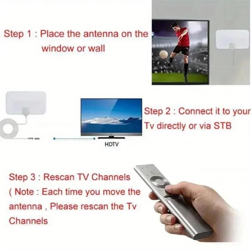 1080P Digital HD Indoor Antenna - 200 Miles Range for Home Hotel TV Reception