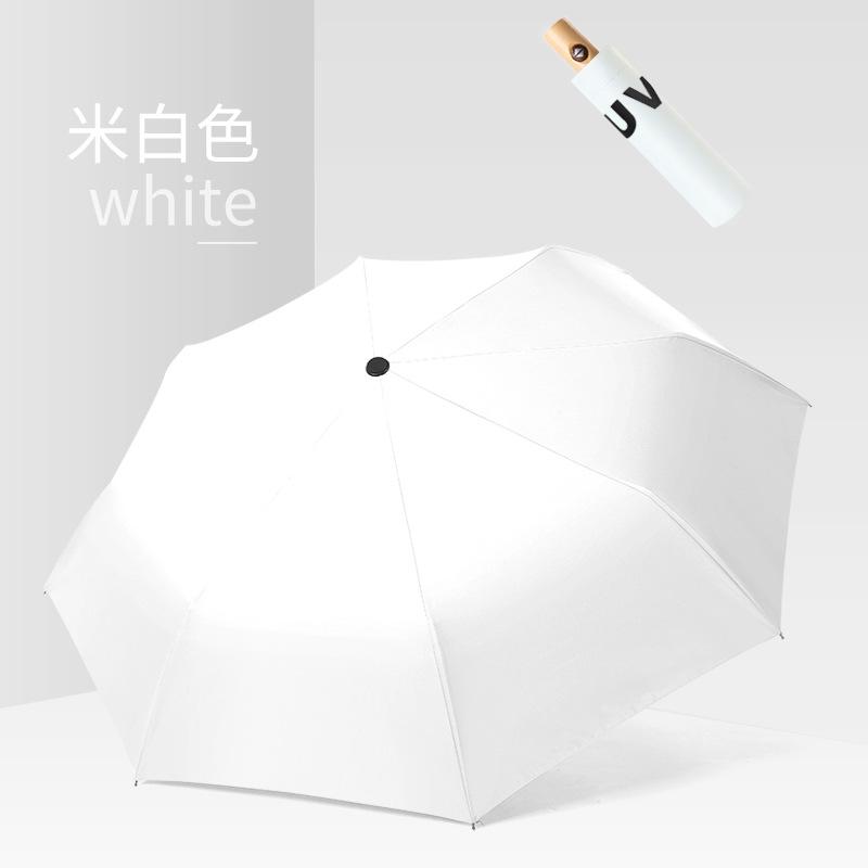 New three-fold simple and fashionable manual solid wood handle vinyl parasol sun umbrella unisex sun umbrella