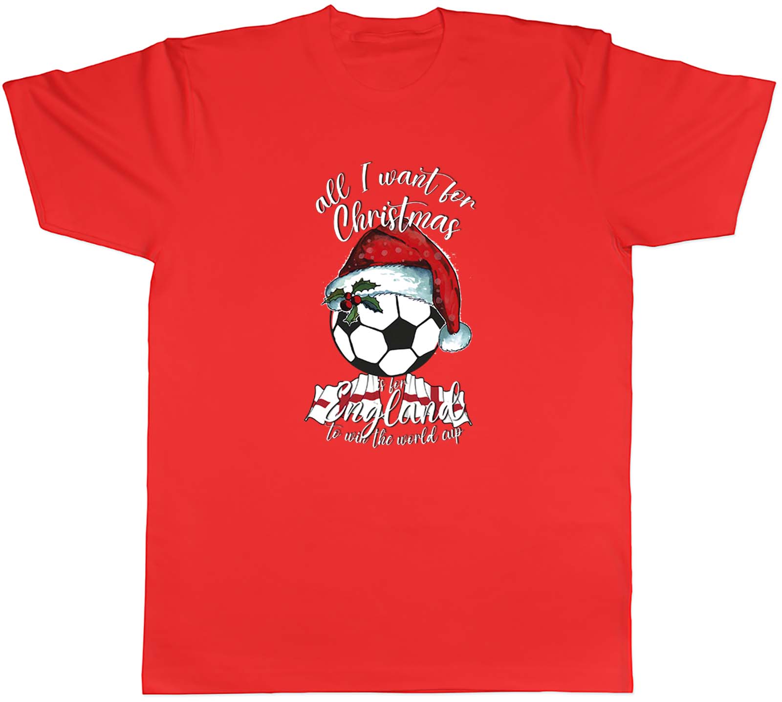 Unisexs T Shirt Funny Christmas England to Win Football World Cup Unisex Tee Gift S