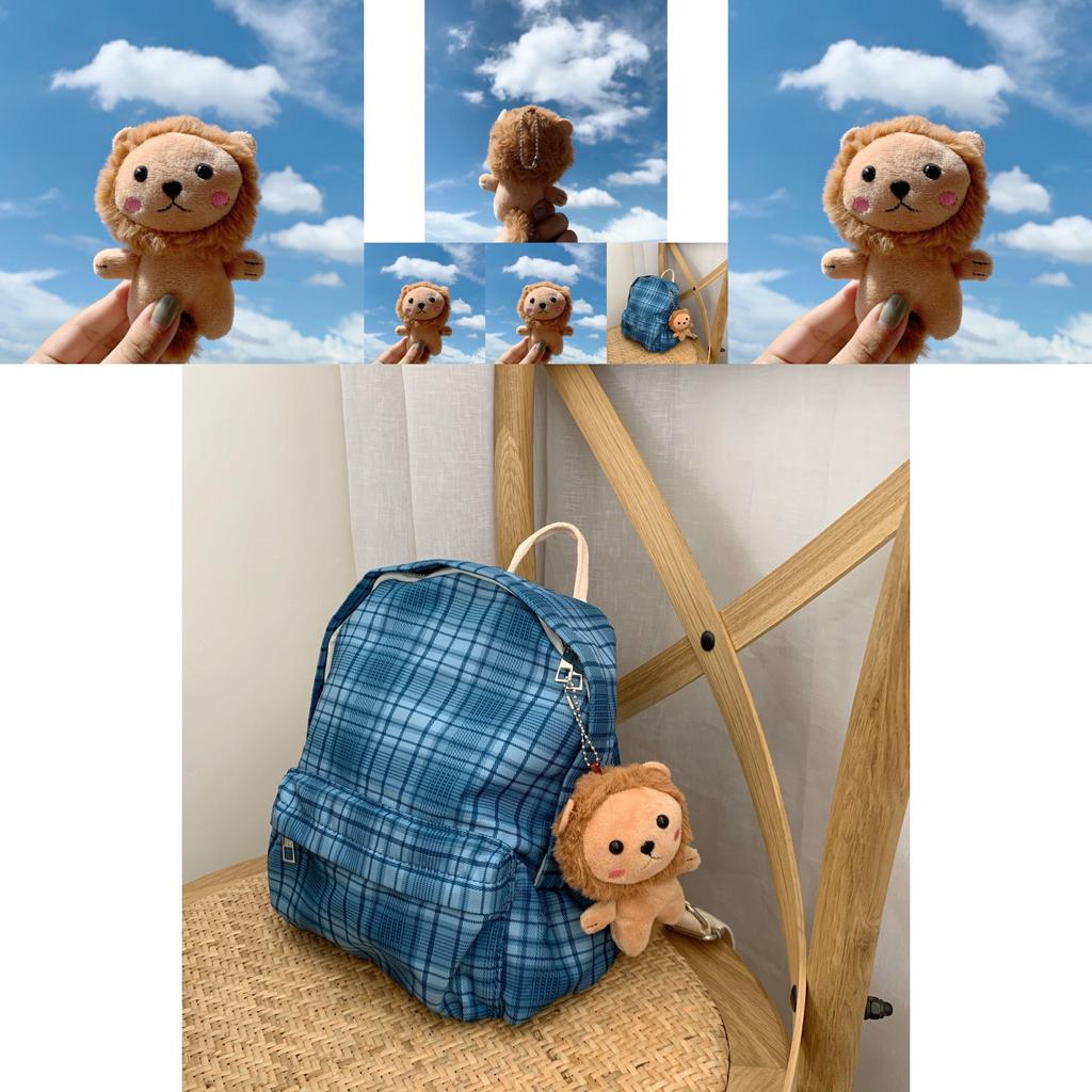 Adorable Shy Lion Plush Keychain Cute Animal Bag Charm Soft Toy For Backpack