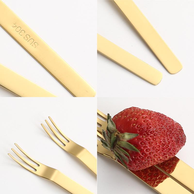 304 Stainless Steel Fruit Fork Set Creative 6 Pcs Fruit Fork Dessert Fork Moon Cake Fork Cake