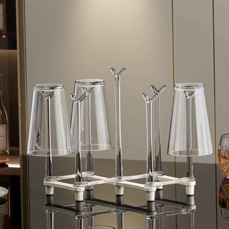 Retractable Kitchen Cup Holder and Draining Rack - Adjustable Glass Storage Hanger