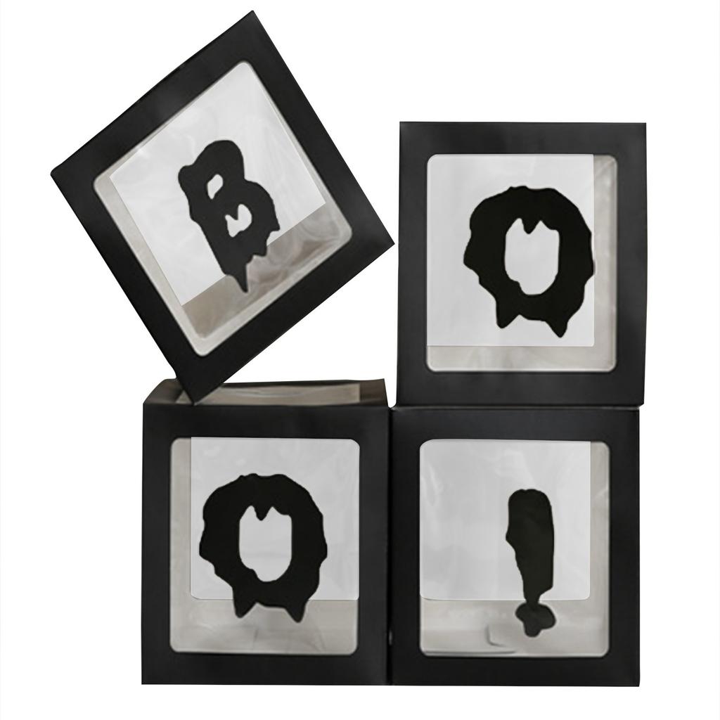 Halloween Box Decoration Transparent Box, Birthday Party Decoration Includes 4 Box