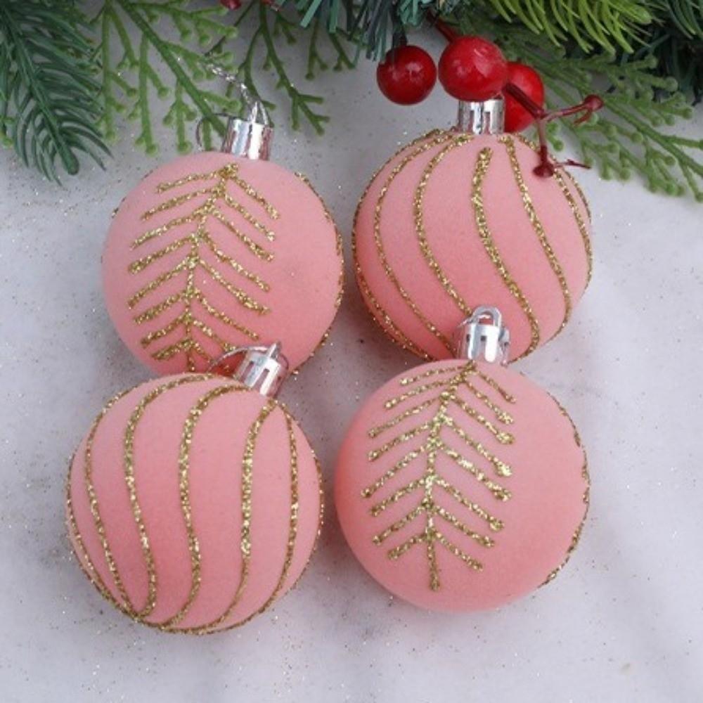 Flocking Christmas Balls Set 6cm Xmas Tree Pendants Christmas Spheres Pendant  Home Xmas Decor