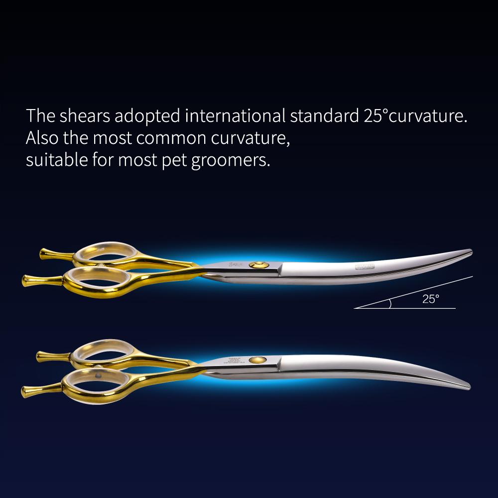 Fenice 6.5 Inch Professional Curved Scissors Pet Dog Grooming Scissors for Dog Scissors Curved Shears  JP 440C Steel