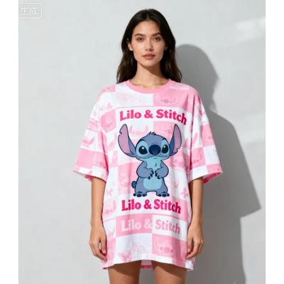 Disney 2026 Stitch DIEVČENSKÉ Dámske Tričko s Krátkym Rukávom 3D Potlač Okrúhly Výstrih Letné Nadrozmerné Futbalové Dresy Bežné Pánske