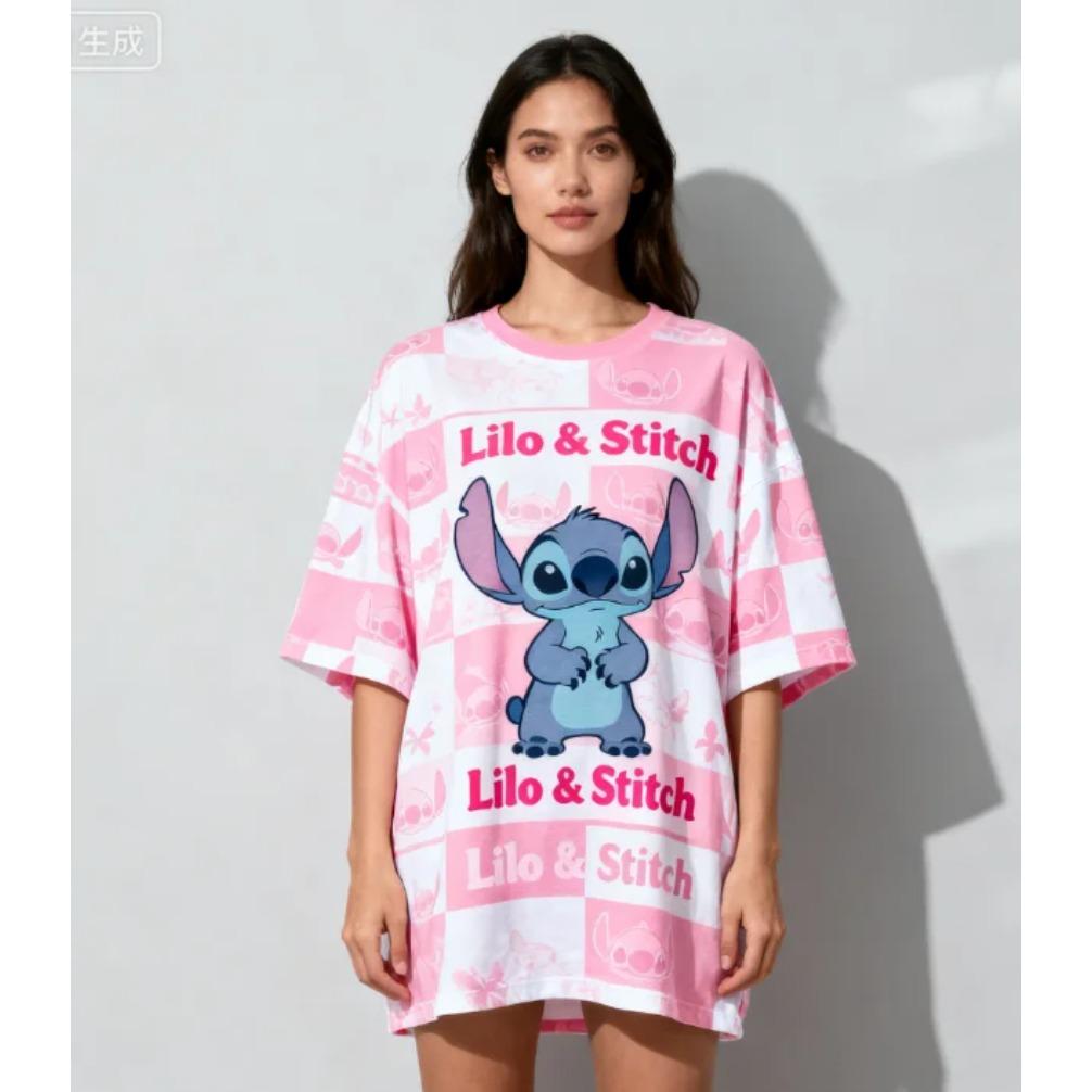 Disney 2026 Stitch GIRLS Women's Short Sleeve 3D Print T-shirt Round Neck Summer Plus Sized Football Jerseys Casual Men's