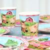 Pink Farm Party Birthday Decorations Disposable Tableware Paper Plates Cups Napkin Baby Shower Kids Girls Birthday Party Decor