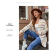 Over Size Striped Long Sleeve Cardigan Coat for Women Autumn Winter Casual Workwear