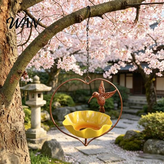 Heart-shaped Bird Feeder Outside Hummingbird Feeder, Weather-proof Metal Butterfly Bath, Bath Hanging Feeding Bowl for Outdoor Garden Patio Yard