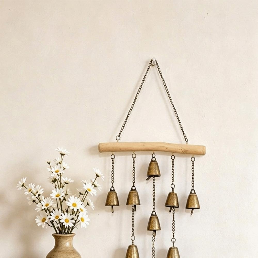 Metal Bells Iron Art Wind Chime Vintage Door Bell Decorative Chain Entry Door Reminder Outdoor