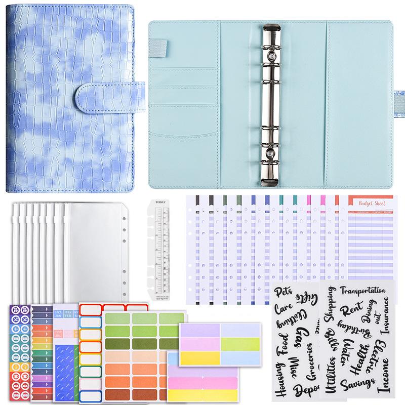 Macaron PU Leather Binder Budget Book A6 Cash Envelope Planner, Creative Finance Organizer Notebook