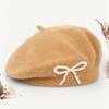 1pc Solid Color Women's New Bow Wool Beret, Suitable for Daily Use, Available in Multiple Colors