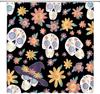 Gothic Shower Curtain Skull Floral Boho Spooky Halloween Festival Black Purple Yellow Bathroom Home Curtain Decor With Hooks