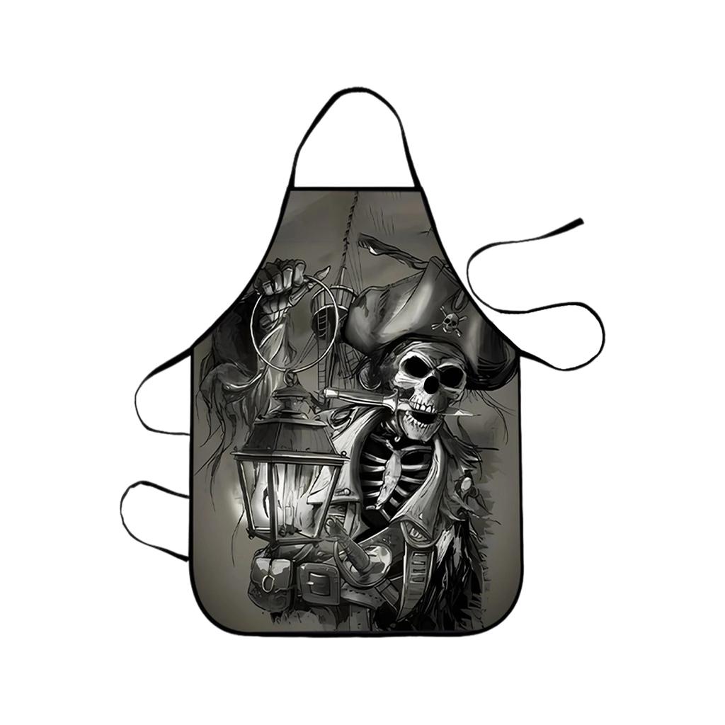 Classic Pirate Apron, Adjustable Waterproof Polyester Kitchen Apron For Men And Women Cooking, Baking, BBQ, Coffee Shop, Housewarming Gift, 25x29 Inch