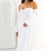 Autumn New Fashion Temperament Off-the-shoulder Hip Skirt European and American Style Long-sleeved Pleated Streamer Dress