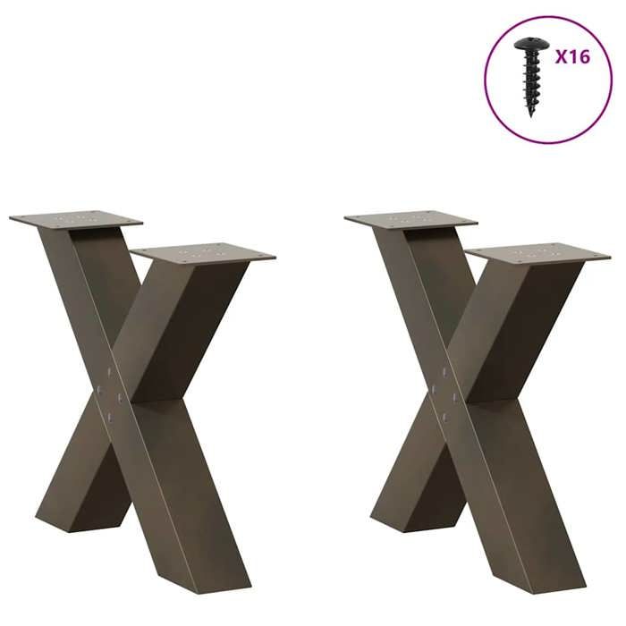 VidaXL Pieds de table basse en forme de X, 2 pièces, acier naturel, 60 x (42-43) cm 4012963