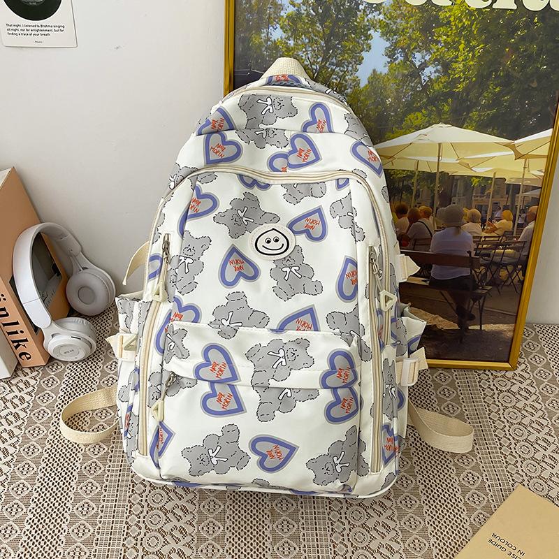 New high-value love bear niche design backpack female college students female junior high school students large-capacity schoolbag