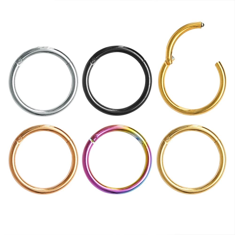10Pcs Titanium Nose Rings Septum Piercing Clicker Nose Hoops Piercings Hinged Segment Rings Helix Piercing Unisex Body Jewelry