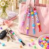 DIY Beaded Keychain Craft Kit, 566-Piece Set with Letter Beads, Cords and Metal Key Rings for Personalized Name Designs