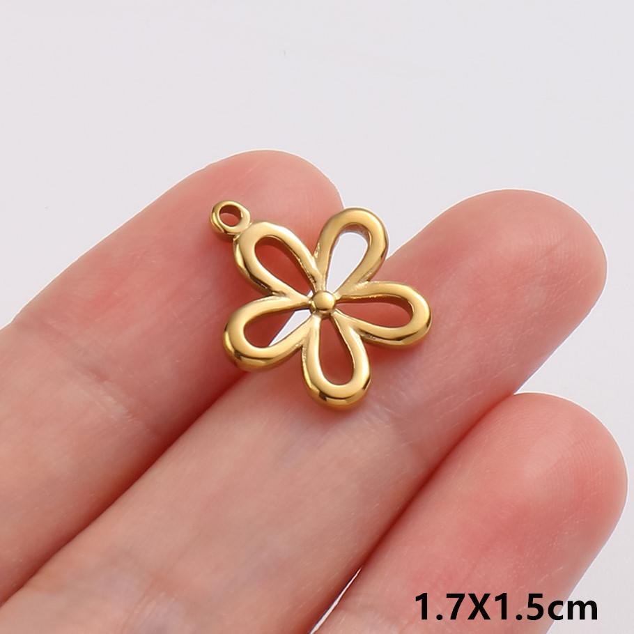5pcs/Lot Exquisite Fashion Stainless Steel Hollow Flower Pendants For Jewelry Making Bracelets Necklace Plant Charm DIY Findings