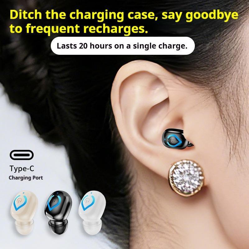 V08 Bluetooth 6.1 Earbuds Wireless Earphones In-Ear Single Earbuds Stereo Music Sports Headset With Microphone Invisible Earbuds