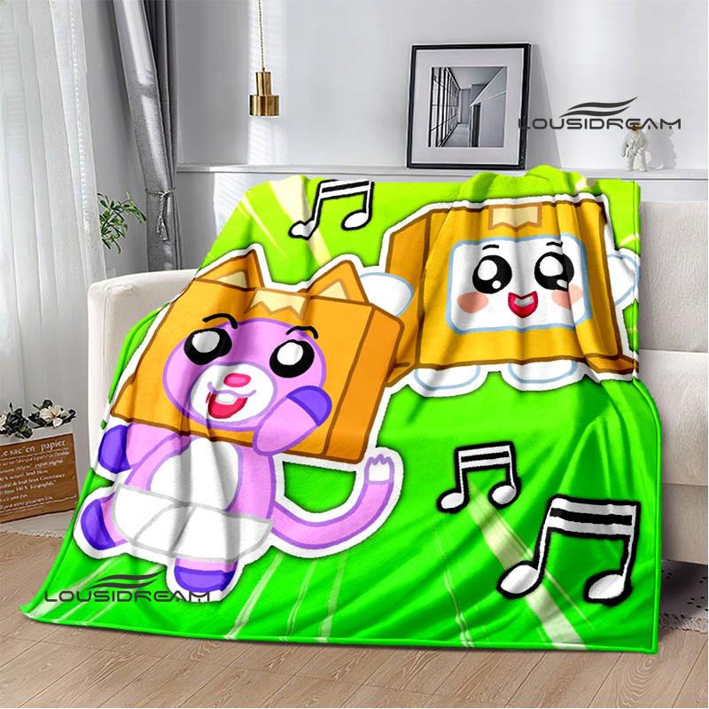 Cute Lankybox Foxy Boxy cartoon Printed blankets Picnic blanket Flannel Warm blanket Travel Blankets bed linings Birthday Gift