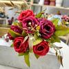 30Cm Long Artificial Flower 6 Pearls Roses Fake Flowers Premium Floral Bouquet Small Roses Silk Flowers